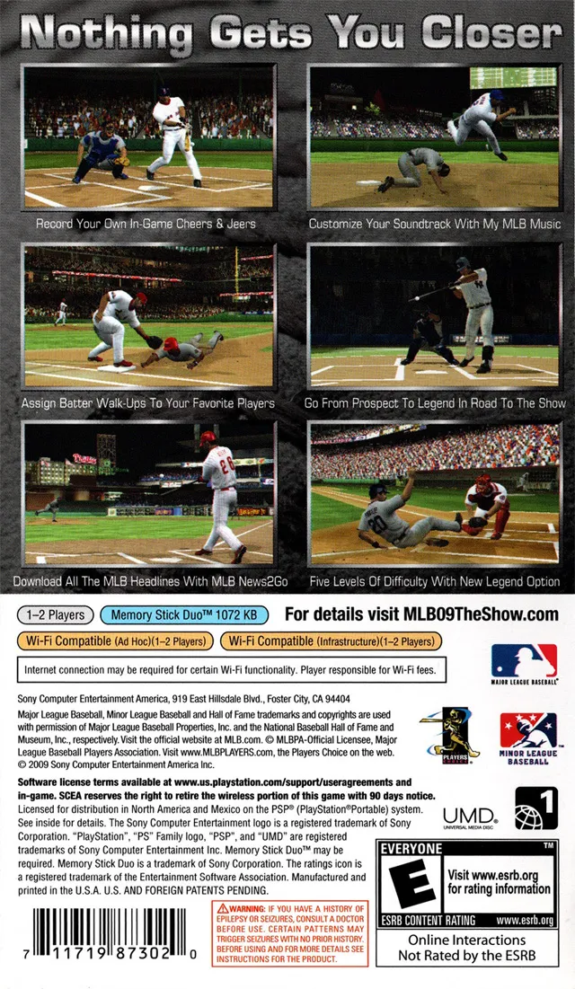 MLB 09: The Show box back