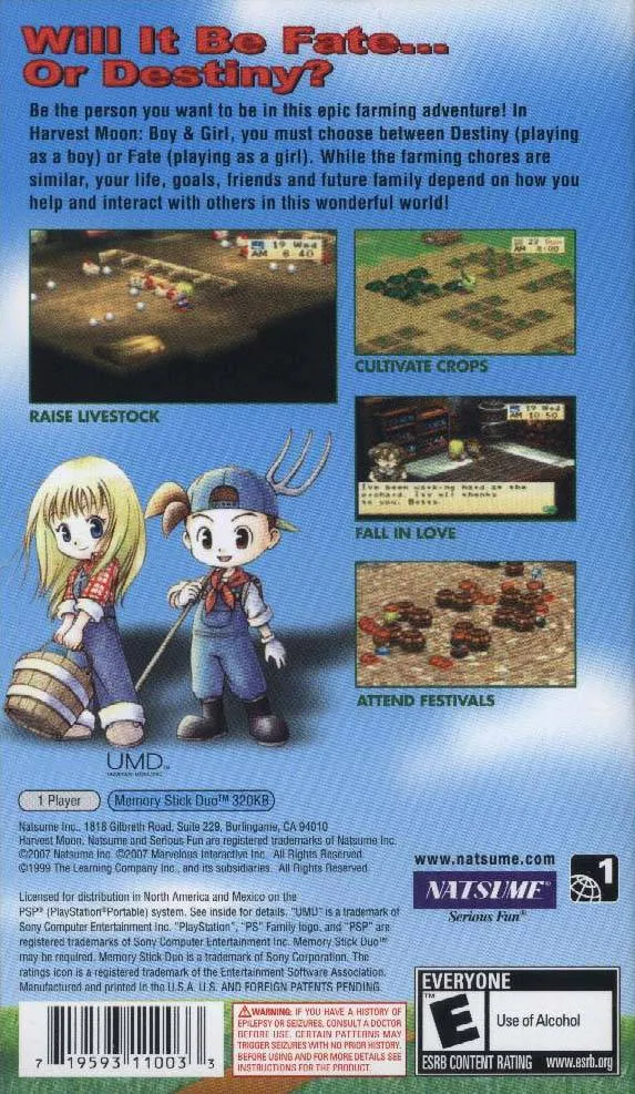 Harvest Moon: Boy & Girl box back