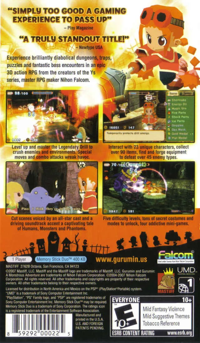 Gurumin: A Monstrous Adventure box back