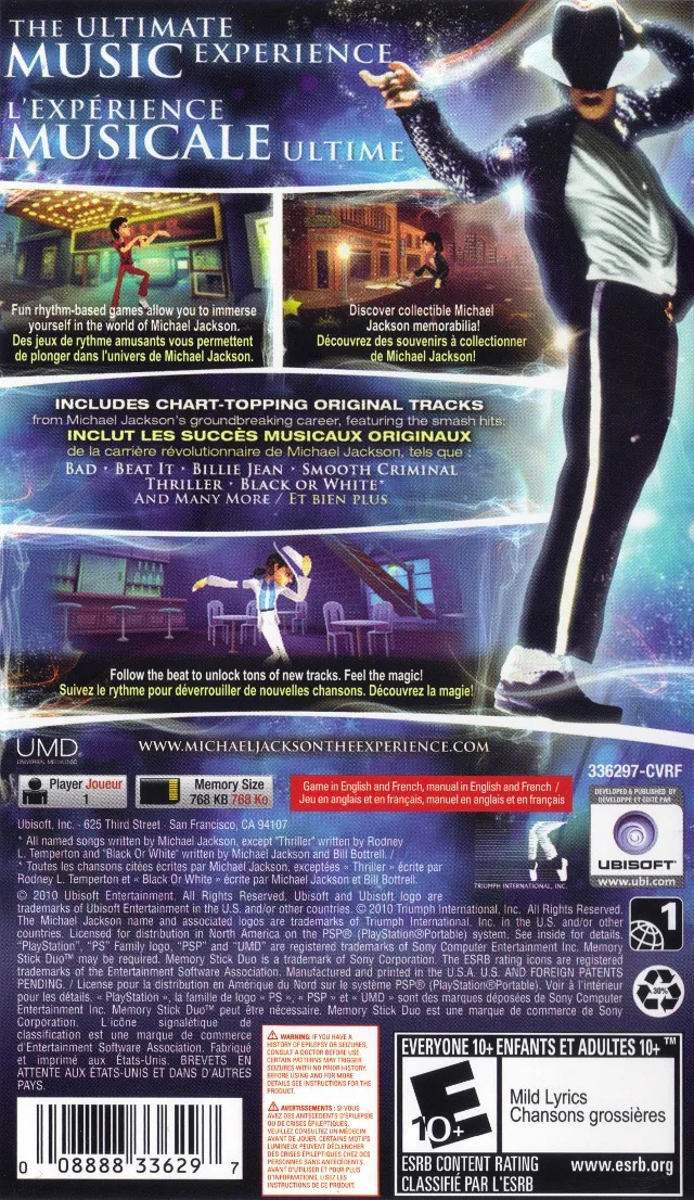 Michael Jackson: The Experience box back