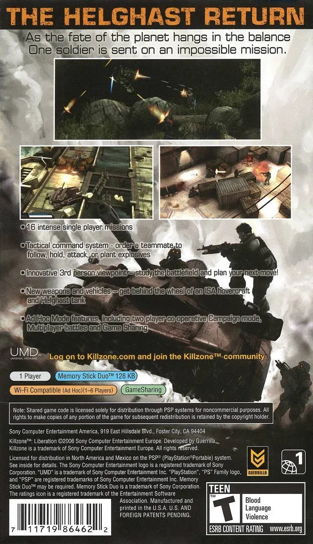 Killzone: Liberation box back