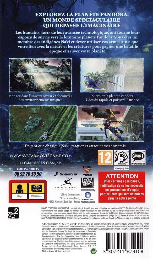 James Cameron's Avatar: The Game box back