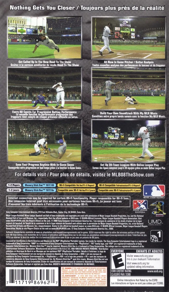 MLB 08: The Show box back