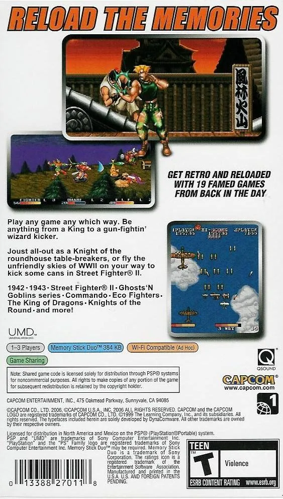 Capcom Classics Collection: Reloaded box back