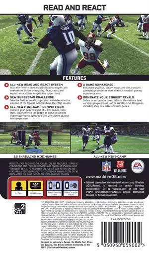 Madden NFL 08 box back