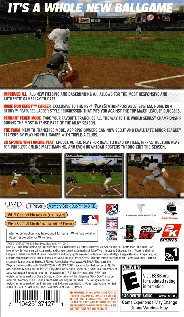 Major League Baseball 2K7 box back