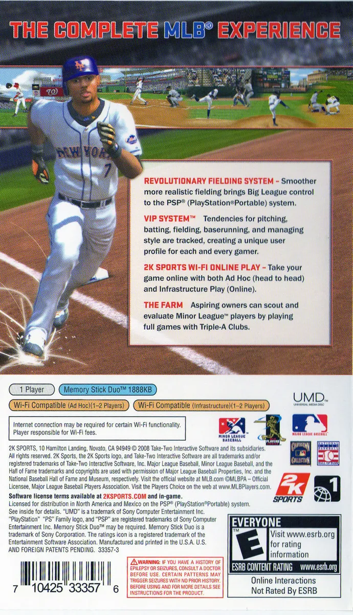 Major League Baseball 2K8 box back