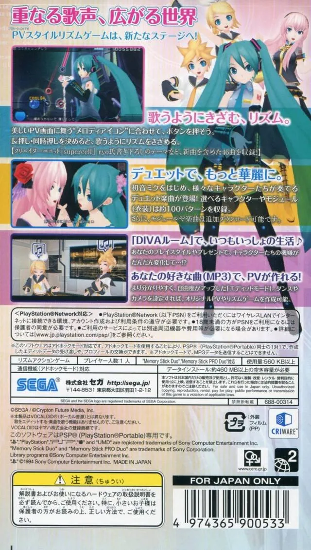 Hatsune Miku: Project Diva 2nd box back