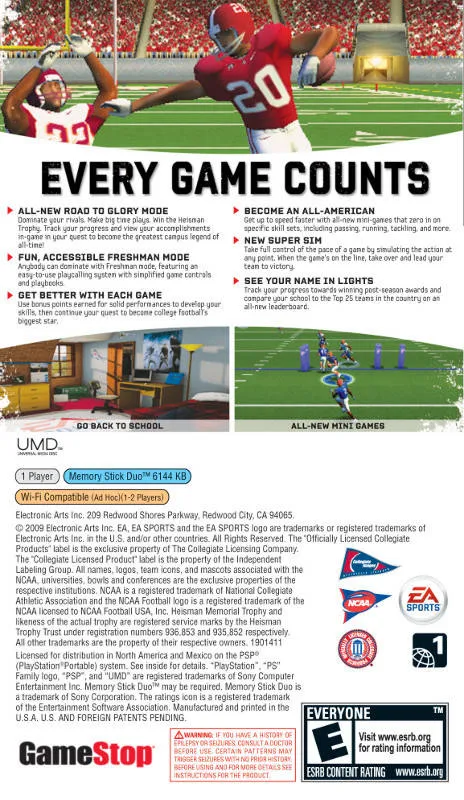 NCAA Football 10 box back