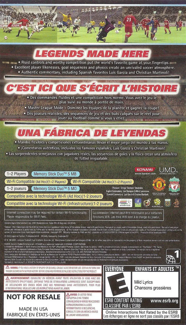PES 2009: Pro Evolution Soccer box back