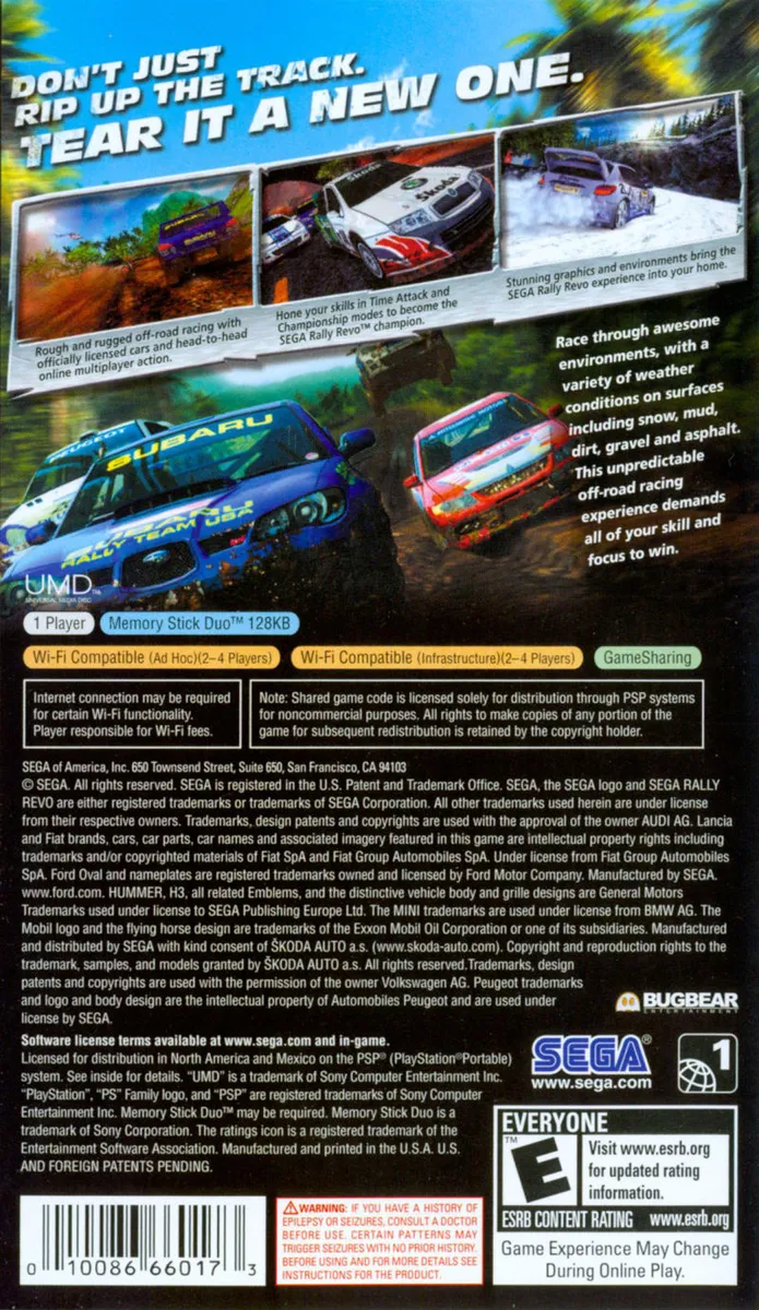 Sega Rally Revo box back