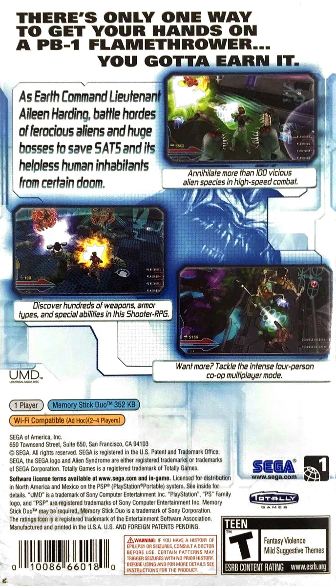 Alien Syndrome box back