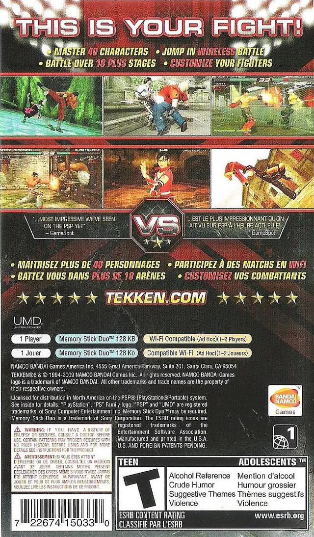 Tekken 6 box back