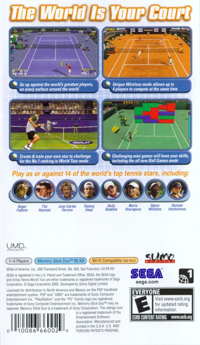 Virtua Tennis: World Tour box back