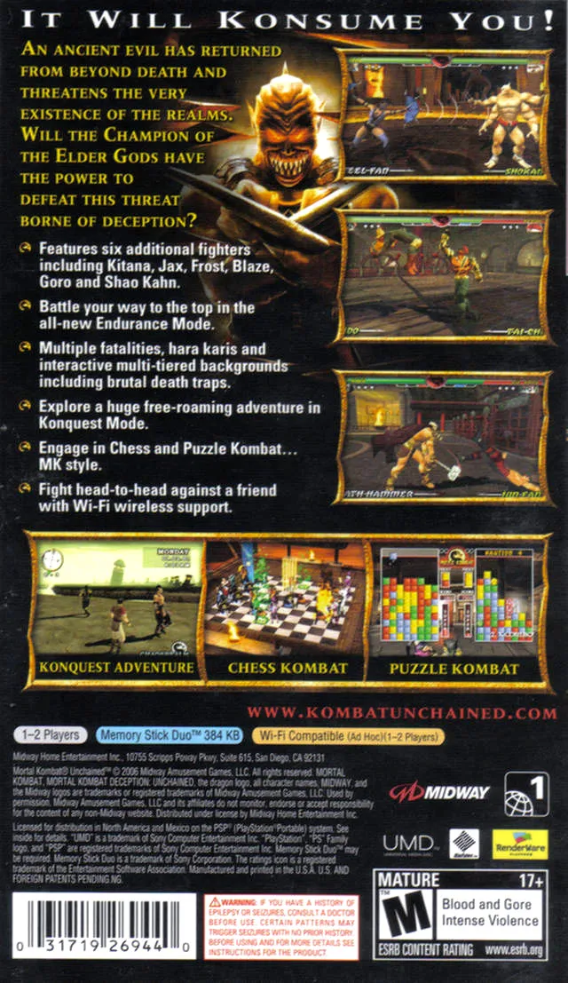 Mortal Kombat: Unchained box back