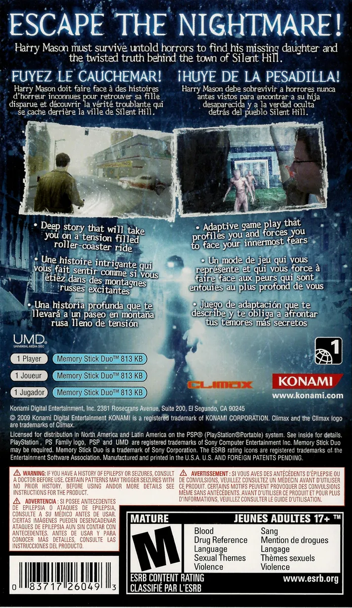 Silent Hill: Shattered Memories box back