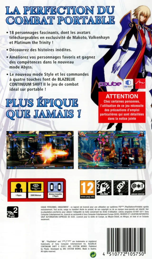BlazBlue: Continuum Shift II box back