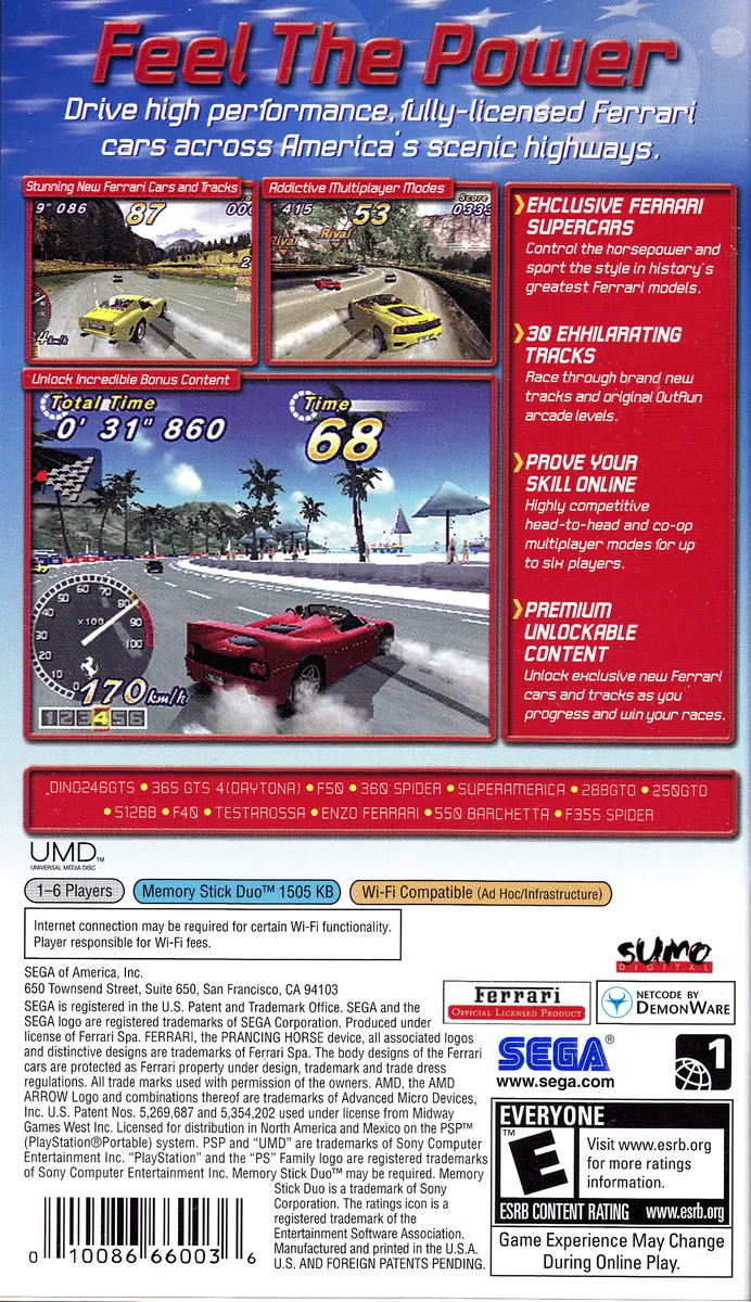 OutRun 2006: Coast 2 Coast box back