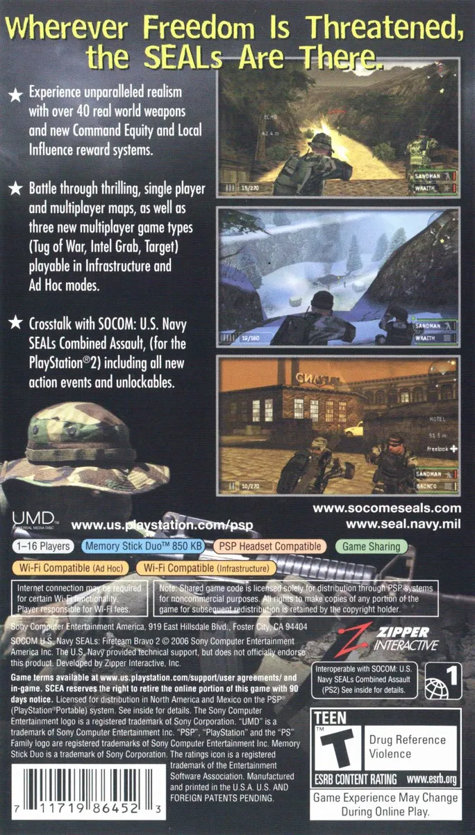 SOCOM: U.S. Navy SEALs: Fireteam Bravo 2 box back