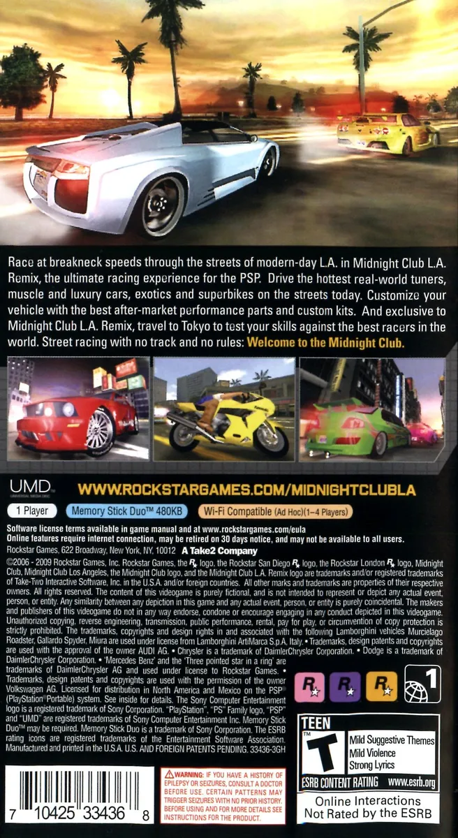 Midnight Club: L.A. Remix box back