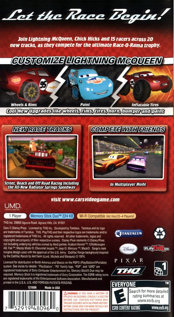 Cars: Race-O-Rama box back