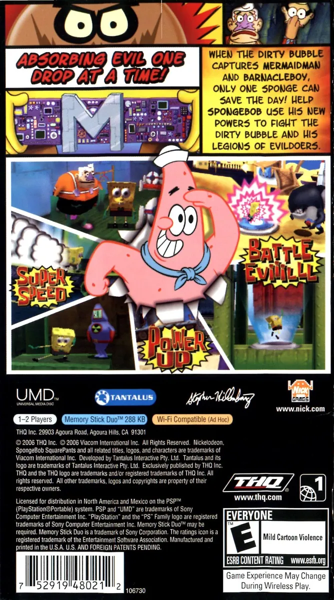 Spongebob Squarepants: The Yellow Avenger box back
