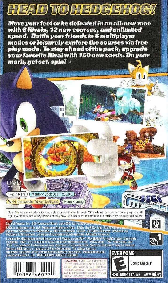 Sonic Rivals 2 box back