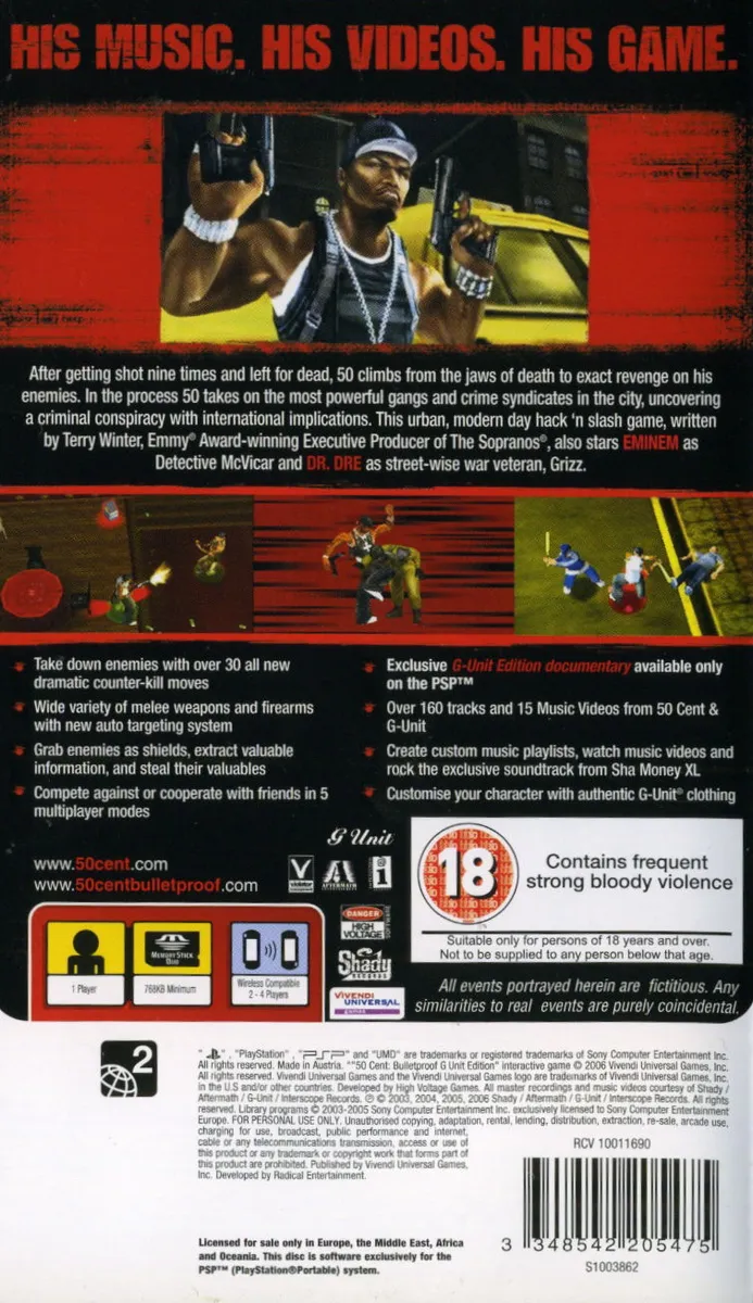 50 Cent: Bulletproof: G Unit Edition box back