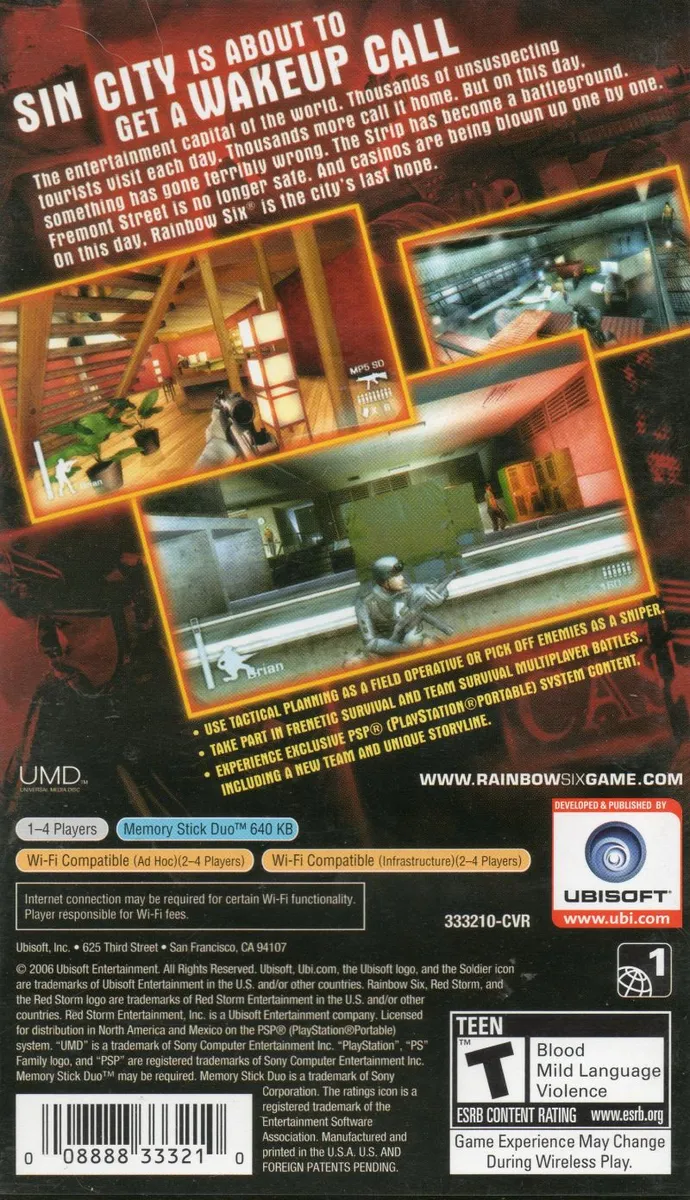 Tom Clancy's Rainbow Six: Vegas box back