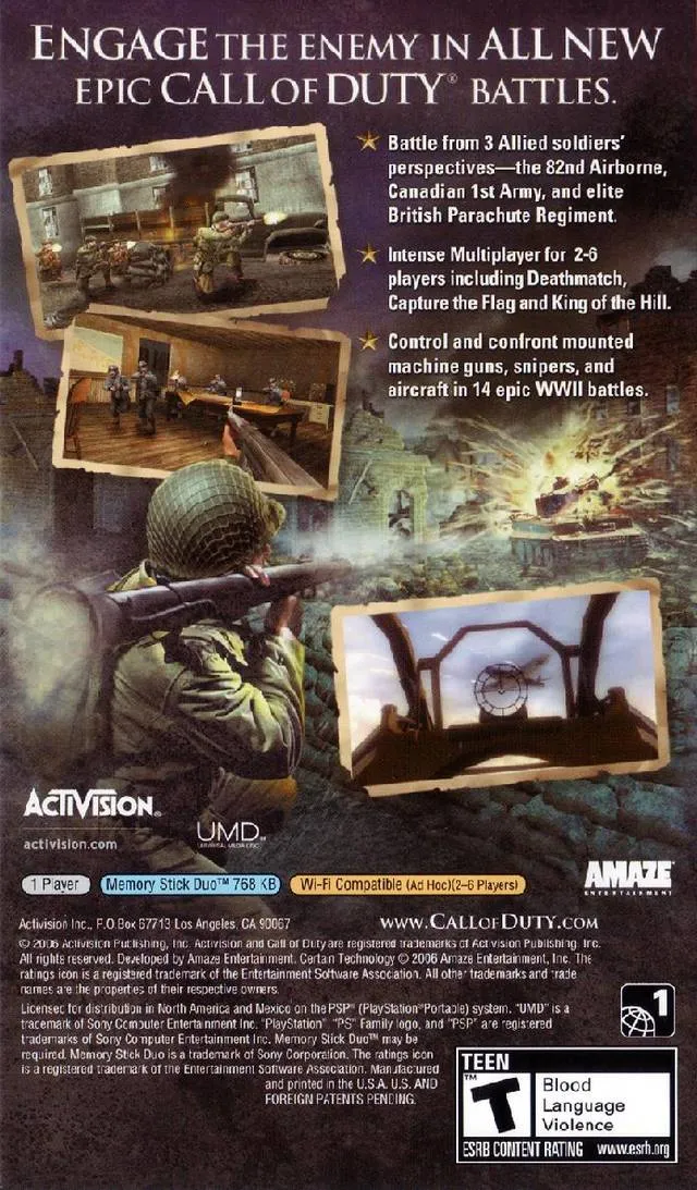 Call of Duty: Roads to Victory box back