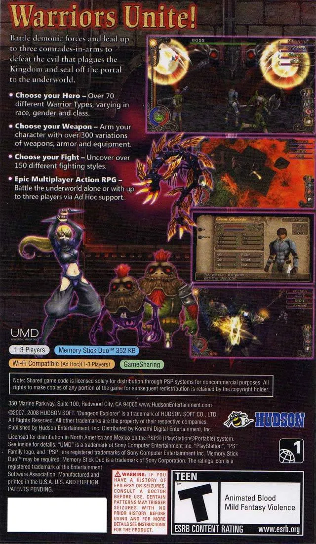 Dungeon Explorer: Warriors of Ancient Arts box back