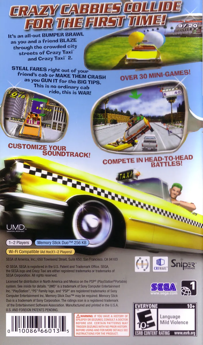 Crazy Taxi: Fare Wars box back