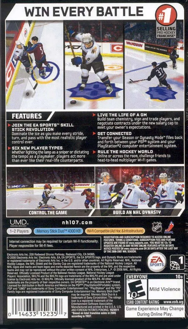 NHL 07 box back