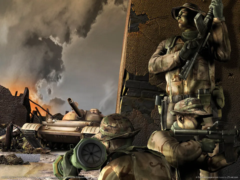 Backdrop artwork for SOCOM: U.S. Navy SEALs: Fireteam Bravo 3