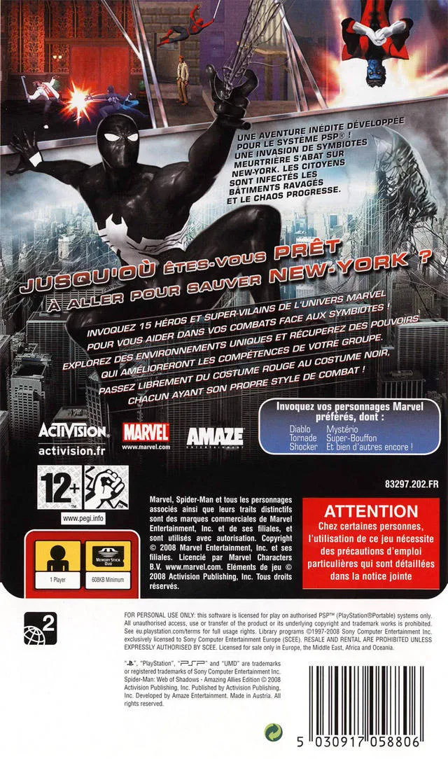 Spider-Man Web of Shadows: Amazing Allies Edition box back