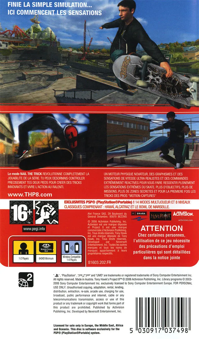 Tony Hawk's Project 8 box back