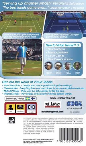 Virtua Tennis 3 box back