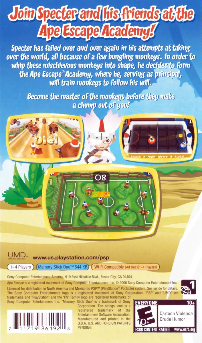 Ape Escape Academy box back