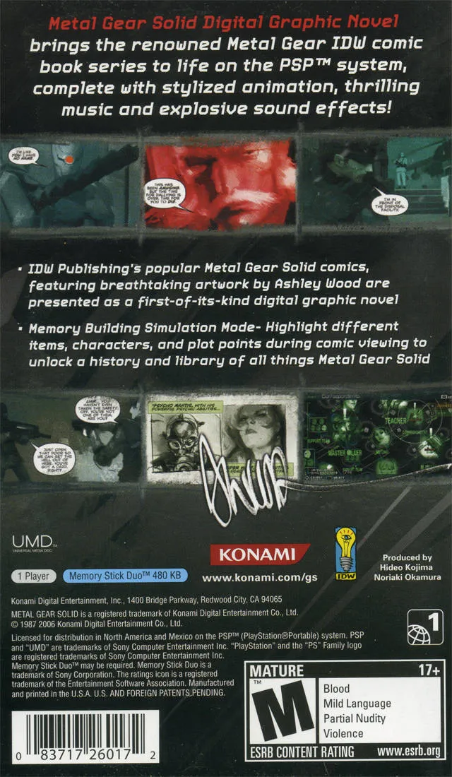 Metal Gear Solid: Digital Graphic Novel box back