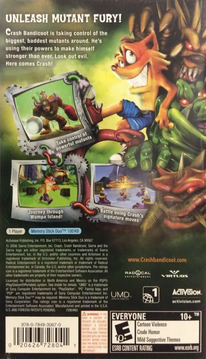 Crash: Mind Over Mutant box back