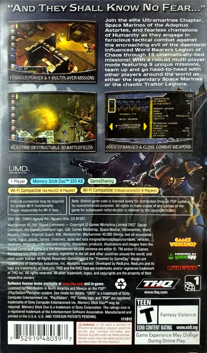 Warhammer: 40,000 Squad Command box back