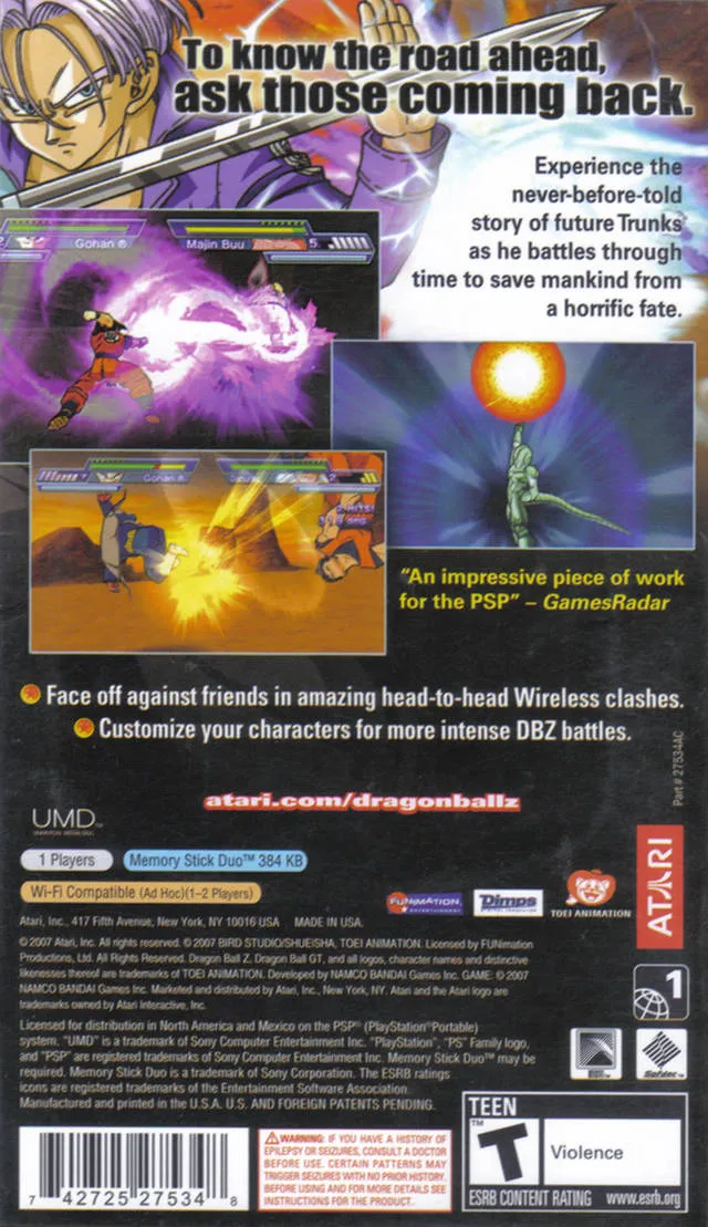 Dragon Ball Z: Shin Budokai: Another Road box back