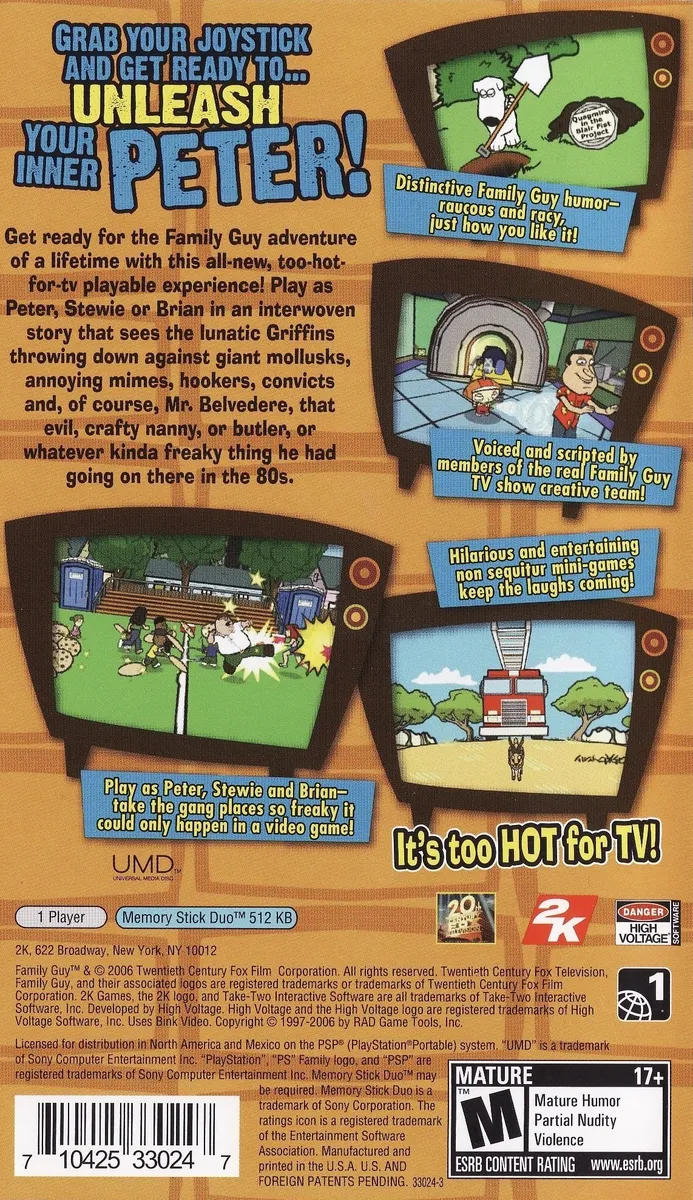Family Guy Video Game! box back