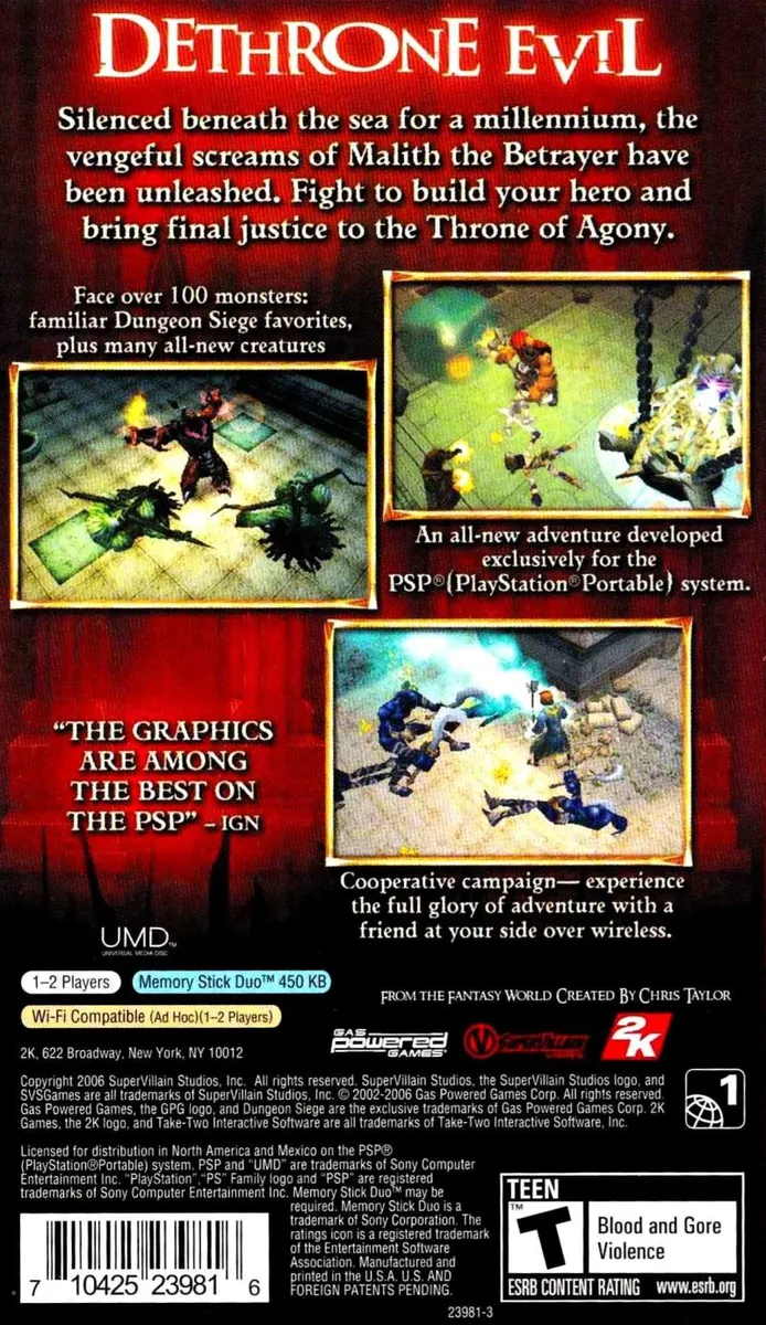 Dungeon Siege: Throne of Agony box back