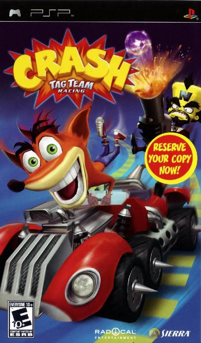 Crash Tag Team Racing cover art for Sony PSP