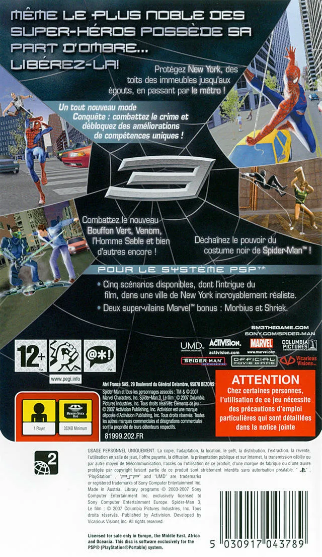 Spider-Man 3 box back