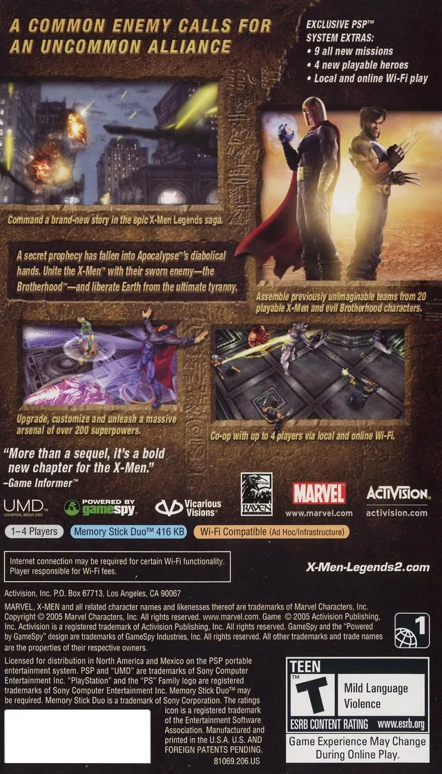 X-Men Legends II: Rise of Apocalypse box back