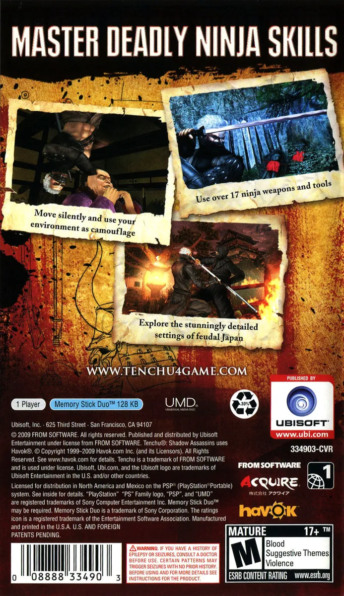 Tenchu: Shadow Assassins box back