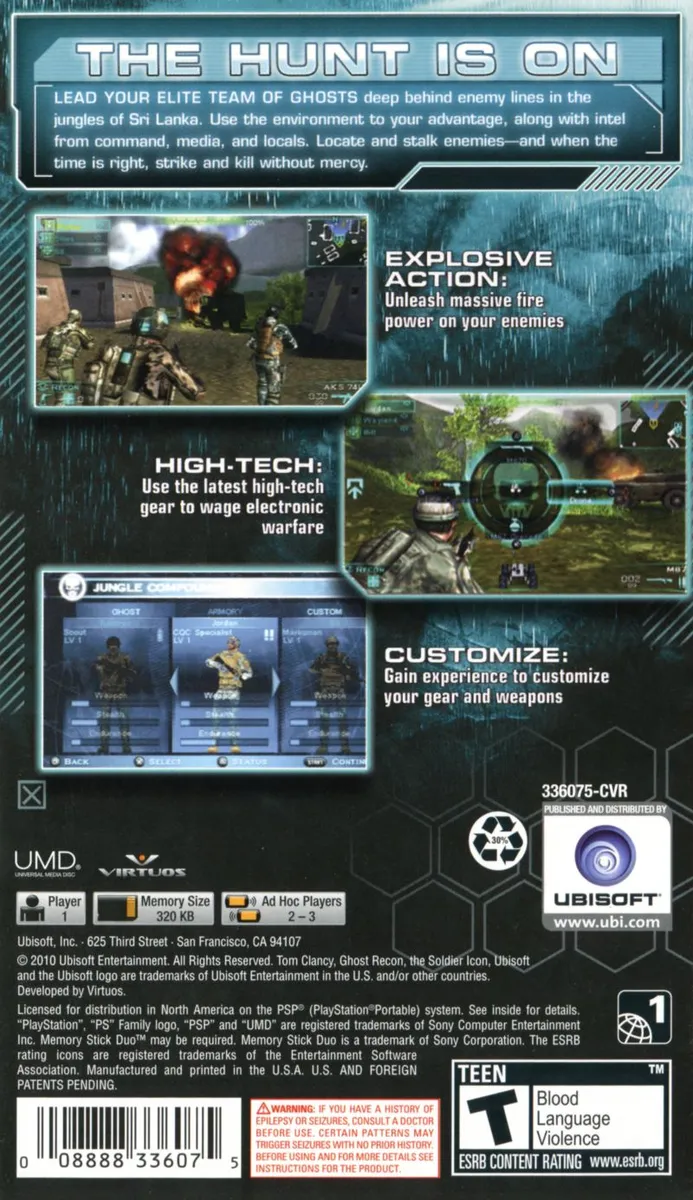 Tom Clancy's Ghost Recon: Predator box back