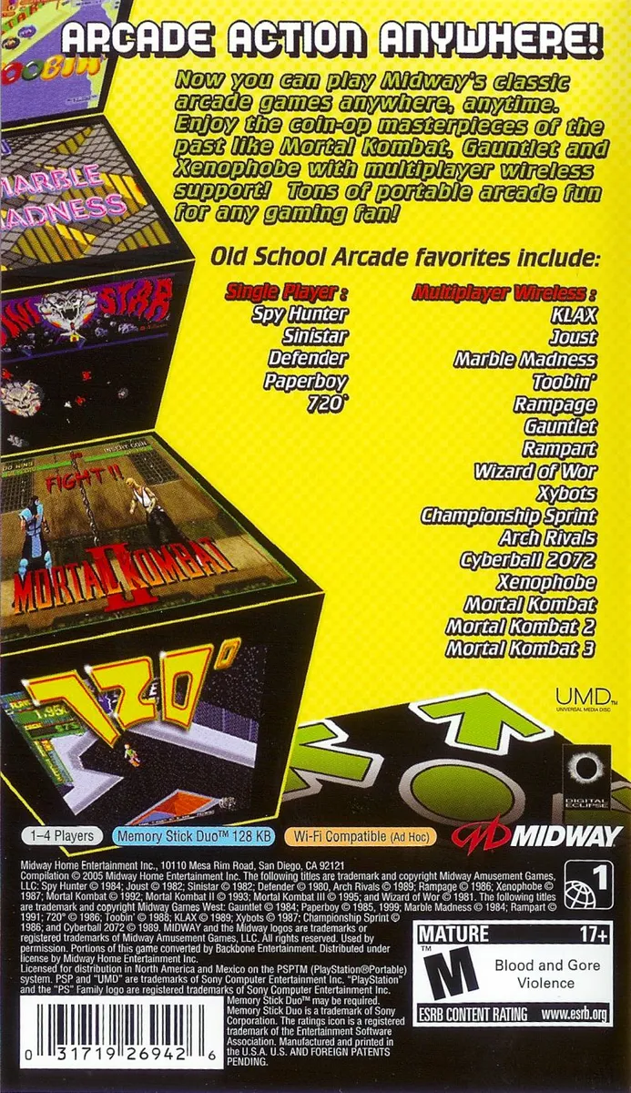 Midway Arcade Treasures: Extended Play box back
